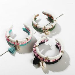Bracelets porte-bonheur Potosala 3 pièces/ensemble Bracelet en argile polymère multicolore dames plage vent à la main gland costume ouverture coquille
