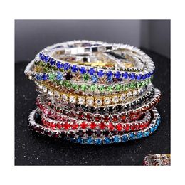 Bedelarmbanden mooie rijen Crystal Rhinestone Bracelet Bangle Bangle Polsband Women Beautif Sieraden Fashion bruid Bruidaal Drop Deli Dh713