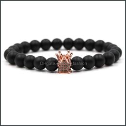 Bedelarmbanden mooie stenen charmes inlay zirkon prachtig kleur zwart pistool sier gouden mat kroon armband drop levering 2021 mjfashion dh3sc