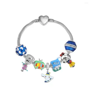 Pulseras de encanto Pulsera Pandoraer Mano de mujer Acero inoxidable Joyería antialérgica Angel Burger Colgantes para niña Regalo 16-21 cm