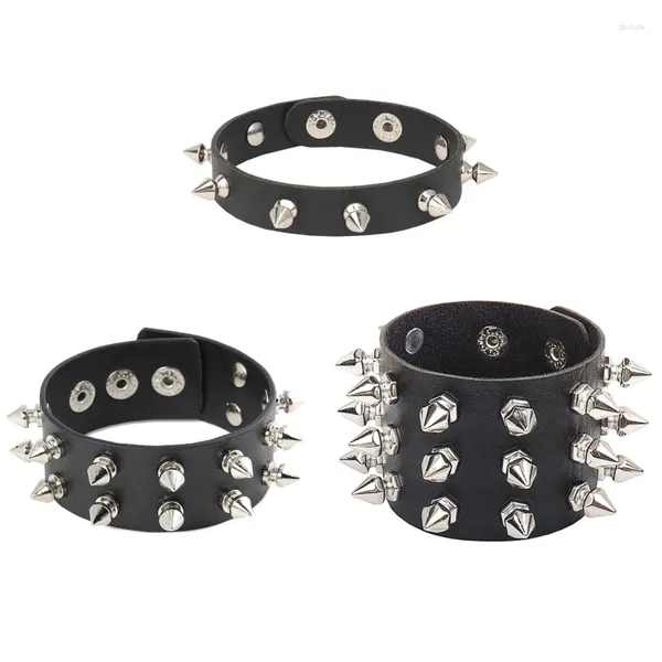 Pulseras de encanto Punk Punk Gothic Rivets Metal Wutded Staintable ajustable K3nd