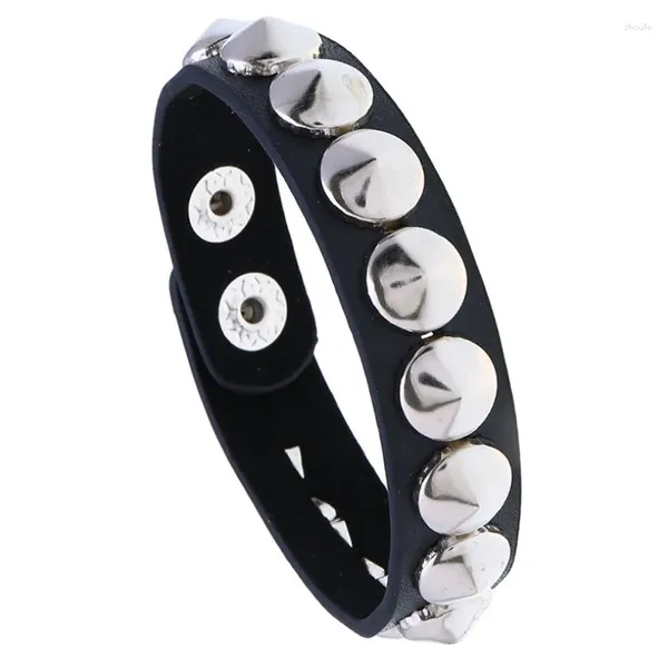 Bracelets de charme bracelet rock gothique punk metal métal rond cuspidal poil rivet cône étalon noir en cuir bracelet en cuir