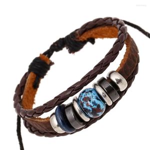 Bedelarmbanden punk sieraden lederen armband kralen magnetische kralen roestvrij staal stel voor geliefden lange afstand aanraking