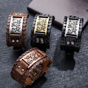 Charm Armbanden Punk Mannen Breed Bangle Nordic Viking Designer Butterfly Armband Lederen Weven Verstelbare Polsband Sieraden Accessoires