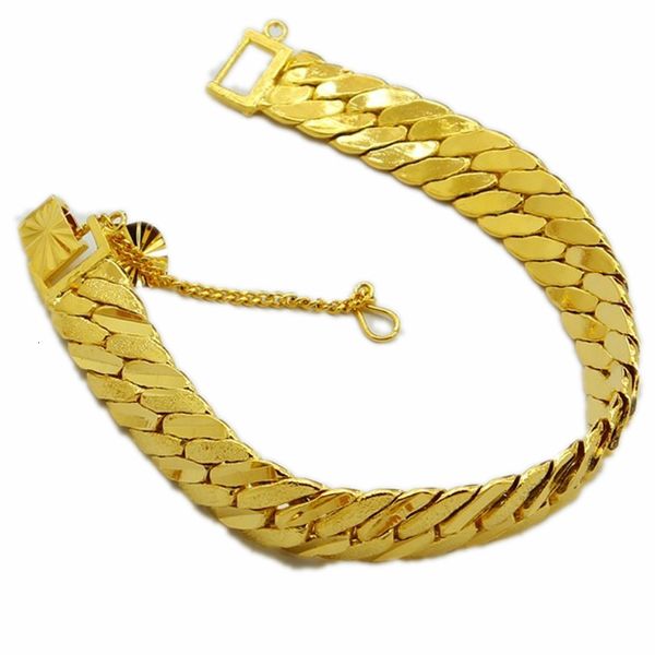Bracelets porte-bonheur couleur or pur hommes bijoux goutte en gros 12mm Bracelet pour hommes 20cm de Long mode femmes 230801