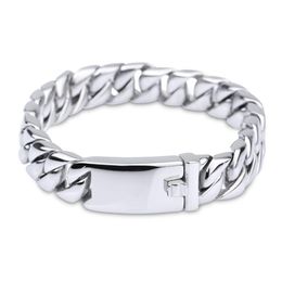 Bedelarmbanden Puur titanium sieraden Herenmode Curb Cubaanse schakelketting Hooggepolijste polsbandjes Bangle Pseras Brace Kant 20 cm 22 cm Dherd