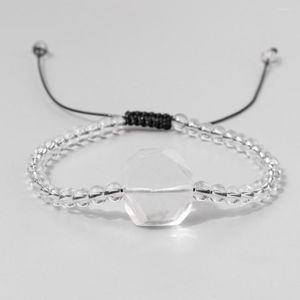 Bracelets porte-bonheur perles de cristal blanc pur pierre naturelle oeil de tigre fait à la main grand pendentif carré tissé