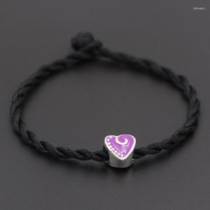 Charm Bracelets Purple Heart Charms Beads Red Thread String Bracelet Lucky Rope Hecho a mano para mujer Joyería de moda