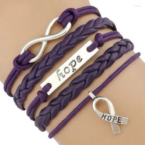 Bedelarmbanden Paars Lint Hoop Epilepsie Vlinder Alzheimer Infinity Mode-sieraden Cadeau Drop