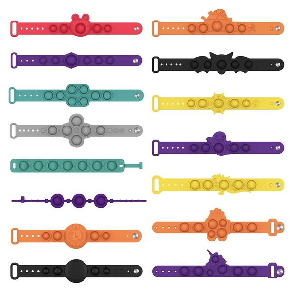 Pulseras con dijes Push Bubble Pop Fidget Toys Sensory Ring Pulseras Puzzle Press Finger Bubbles Reliver Pulsera Pulsera Descompressi DHC8K