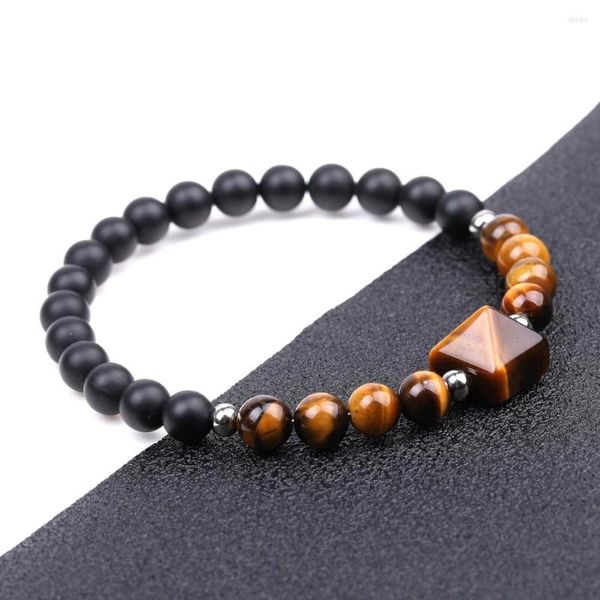 Pulseras con dijes Pulsera con colgante de pirámide para Mujeres Hombres Reiki Curación Natural Amatista Lapislázuli Piedras Pareja Brazaletes Yoga Meditación