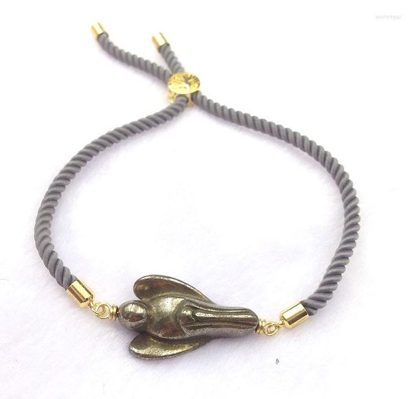 Bracelets à breloques Pyrite Angel Rope Connecter Bracelet réglable