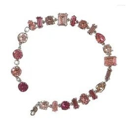 Charm Armbänder Q0KE Süßes rosa Kristallarmband Perlen Verstellbares Armband Party Schmuck Geschenk für Frauen Mädchen Teenager