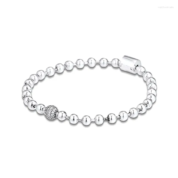 Pulseras con dijes QANDOCCI Beads Pave Chain 925 Sterling-Silver-Joyería