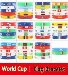 Pulseras de encanto Qatar 2022 Bandera de la Copa Mundial Pulsera de silicona España EE. UU. FR Brasil Unión Jack Pulseras Fútbol Alegados 4901587