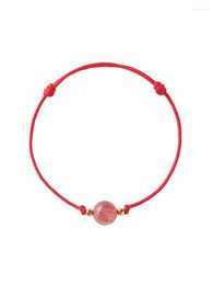 Bracelets porte-bonheur QiLuxy fait à la main Nature fraise Quartz pierre de lune perles Bracelet pour femme homme Simple corde rouge Couple chanceux bijoux