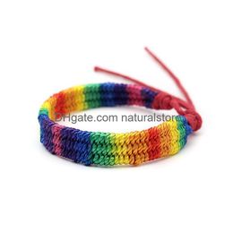 Bracelets de charme Rainbow Lgbt Pride Charm Bracelet À La Main Tressé Amitié Chaîne Pour Gay Lesbienne Lgbtq Bracelet Bijoux Drop Del Dh6Q9