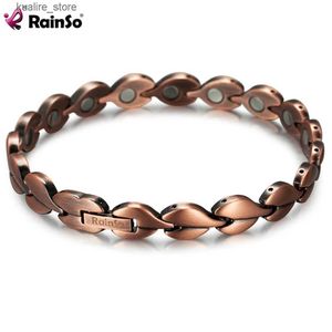 Bedelarmbanden Rainso Vintage Magnetisch Koper Voor Vrouwen Gezonde Bio Energie Hart Bangle Dagelijkse slijtage Sieraden Houdt van Gift L240322