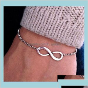Bracelets de charme Prêt Stock Mode Personnalisé Infinity Couple Simple Numéro 8 Sier Chaîne Plaquée Pour Femmes Hfqsl Yum9s Drop Del Dhje4
