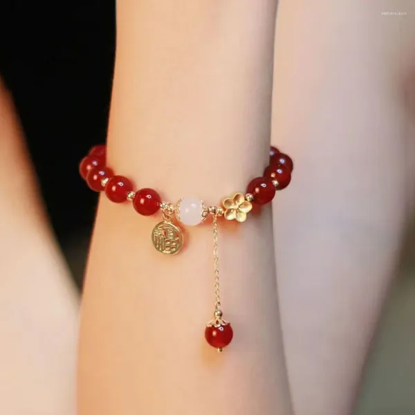 Braceletas de encanto frijoles rojos pulsera de cristal estilo chino estilo chino