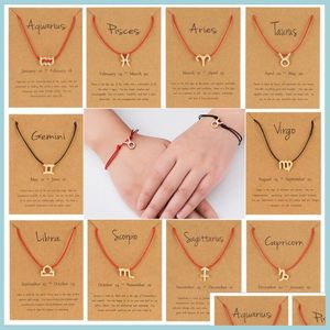 Bedelarmbanden rood zwart touw gevlochten dierenriemtekens bedelarmbanden horoscoop constellaties mannen vrouwen paar armband te koop drop dhjnm