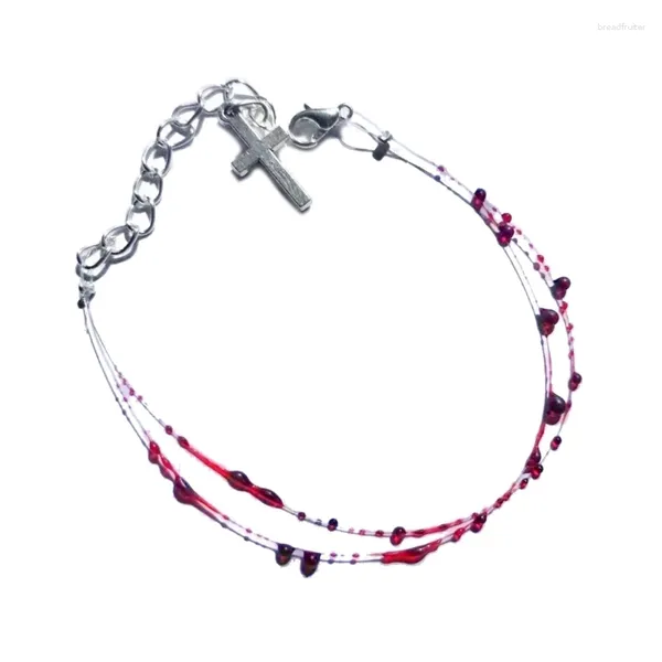 Pulseras de encanto Pulsera de sangre roja Doble/una sola capa ajustable para mujeres accesorios de joyería 57bd