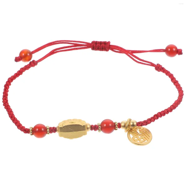 Bracelets de charme Bracelet rouge Bijoux de poignet Corde tressée Accessoire Année Dragon Style chinois