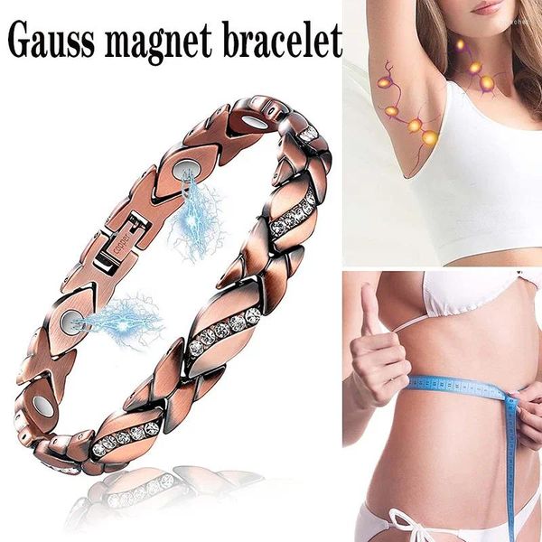 Bracelets de charme Bracelet en cuivre rouge zircone énergie magnétique perte de poids santé anti-fatigue pour femmes