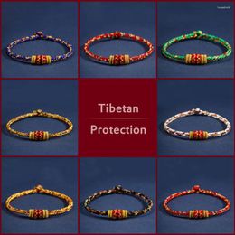 Pulseras de encanto Pulsera de cuerda multicolor roja para hombres y mujeres Cuerda Protección de la suerte Hecho a mano Tibetano Trenzado Hilo Surfer