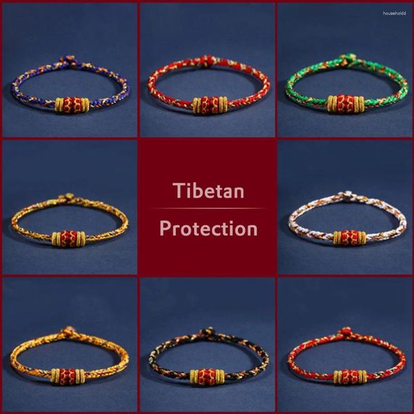 Pulseras de encanto Pulsera de cuerda multicolor roja para hombres y mujeres Cuerda Protección de la suerte Hecho a mano Tibetano Trenzado Hilo Surfer