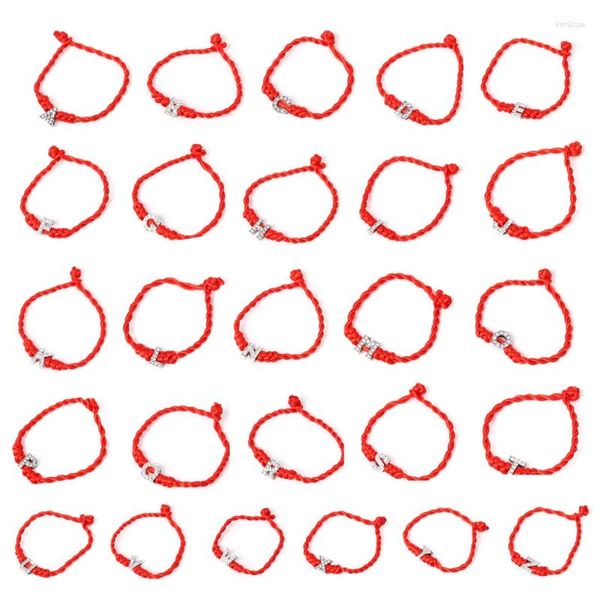 Bracelets porte-bonheur corde rouge 26 lettres initiales Bracelet pour femmes Couple chanceux à la main tressé chaîne nom Unique bijoux amitié cadeau