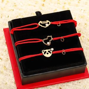 Bedelarmbanden Rood touw armband Kalebas Veiligheidsslot Panda 2023 Luxe sieraden Vrouwelijk geschenk 925 verzilverd met 18K goud.