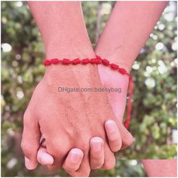 Bracelets de charme Corde rouge Noeud tressé à la main réglable pour amis femmes hommes amoureux de la famille bijoux d'anniversaire livraison directe Dhwut