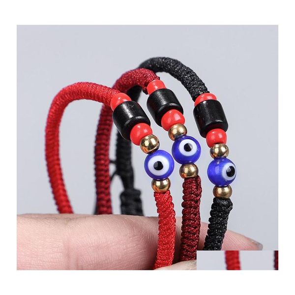 Bracelets porte-bonheur corde rouge tibétain bouddhiste amour chanceux mexicain amitié mauvais œil bleu pour femmes hommes livraison directe bijoux Otdqh