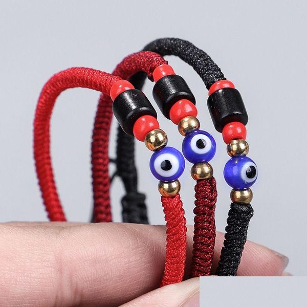 Bracelets porte-bonheur corde rouge tibétain bouddhiste amour chanceux mexicain amitié mauvais œil bleu pour femmes hommes livraison directe bijoux Dhnat