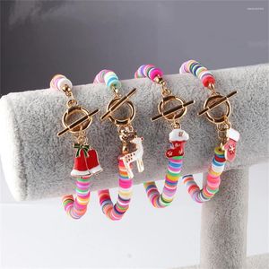 Bracelets de charme Santa Claus Crystal Crystal Snowman Deer Chain de cloche perle pour les femmes Bijoux Année Cadeau