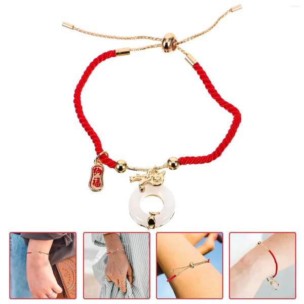 Pulseras de encanto Pulsera de hilo rojo Protección para mujeres Dragón Año Brazalete Amistad Decoración de muñeca Nacionalidad Hilo Niñas