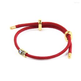 Bracelets de charme Rouge String Lucky Hamsa Hand Eye Breded Corde en acier inoxydable Bijoux réglable