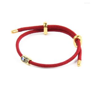 Pulseras con dijes Cuerda roja Lucky Hamsa Mano Ojo Cuerda trenzada Acero inoxidable Joyería ajustable