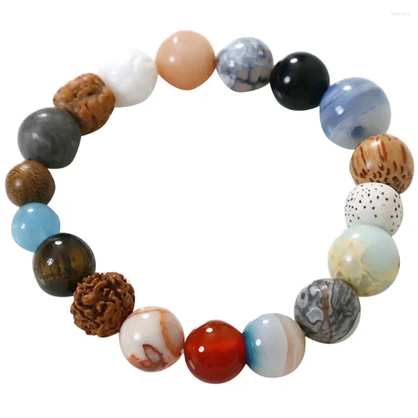 Bracelets de charme Perles religieuses Bracelet chapelet femmes pierres précieuses perlées perles d'agate extensibles