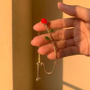 Charm Armbanden Retro Verstelbare Slider / Slide Bolo Goud Kleur Rood Groen Rose Bloem Emaille Bedels Voor Vrouwen Geschenk 26cm Lang 1 Stuk