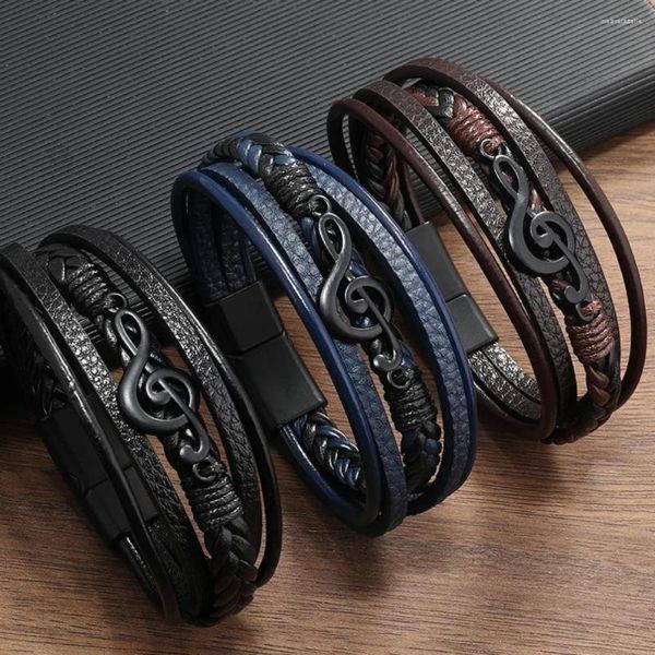 Bracelets de charme Symbole de musique de bracelet pour hommes rétro créatif