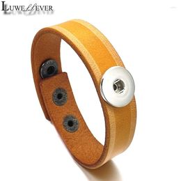 Braceletas Charmet Retro intercambiable 138 Genuine Real Leather Bangle Fit 18 mm Botón Snap Button Joyería para mujeres Regalo 23 cm