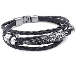 Bracelets de charme bracelet en métal rétro Bracelet Bijoux aile ange traité Cuff en cuir fantaisie pour l'homme et la femme de la chaîne de main B7875054