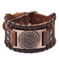 Bracelets de charme bracelet en cuir viking rétro pour les hommes avec un symbole odin de runes nordic bouss7329759