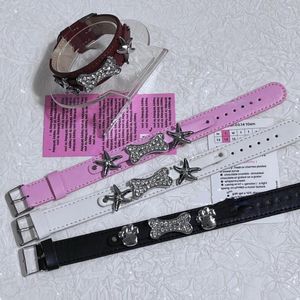 Charm Armbanden Strass Bone Zeester Leren Armband Voor Vrouwen Zoete Cool Trendy Creatieve Esthetische Accessoires Vintage Y2k Sieraden