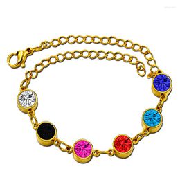 Bracelets porte-bonheur strass doux pour les femmes en acier inoxydable lien chaîne bijoux de mode cristal Pulseras exquis cadeau de mariage