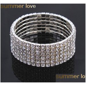 Bedelarmbanden strass Rhinestones bruid elegante rij stretch bruids bangle sier kristal prinses bruiloft feestavond sieraden voor meisjes wo dho3e