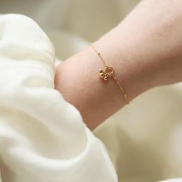 Bedelarmbanden rhysong mode eenvoudige mini 18k goud vergulde schattige bal charmes hand sieraden roestvrijstalen stalen armband voor dames meisje