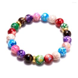 Bracelets porte-bonheur Rinhoo 1 pc Vintage sept chakra pierre naturelle bijoux brin perles coloré élastique Bracelet ensemble pour les femmes mode fête